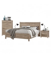 Cielo Natural Wood Like MDF Bedroom Suite 5 Pcs In Oak Colour with Dresser and Tallboy